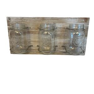 Rustic Wall Mounted Mason Jar Decor